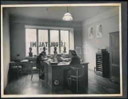 cca 1944 Budapest, légoltalmi szaküzlet termékei, 8 db vintage fotó, fekete kartonra felragasztva, 1...