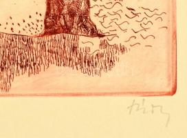 Túry Mária (1930-1992): Őszi hangulat. Színes rézkarc, papír, jelzett, 24×28 cm