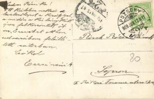 1909 Pozsony, Pressburg, Bratislava; kislányok köszöntik Ferenc József osztrák császárt és magyar ki...