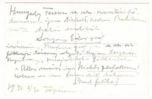 1941 Azonosítatlan tengerészkapitány, fotó, hátulján feliratozva, Hunyady Ferenc (1895-?) főtanácsos...