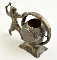 Ezüst ( Ag.) vietnami teaszűrő és figurális tartója, jelzett, 10×8 cm,  nettó:78 g