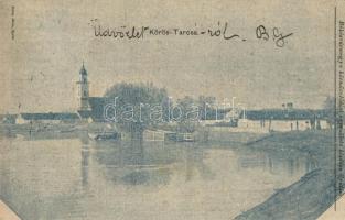 1899 Köröstarcsa, látkép, templom. Békésvármegye közművelődési egyesület kiadása, hátoldalon megyecímer (EK)