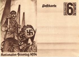 1934 Nationaler Feiertag / NSDAP German Nazi Party working class propaganda, swastika, 6 Ga. (EK)