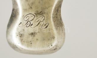 Antik ezüst (Ag.) nyeles villa ( 3db), jelzett (1857), monogrammal (RR), bruttó:121 g, h:17 cm (3×)