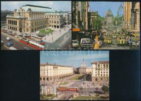 Sárga, zöld, piros villamosok külföldön, 1 db vintage fotó (6x9 cm) + 4 db képeslap (Nagyvárad, Szófia, Melbourne, Bécs) villamos motívummal