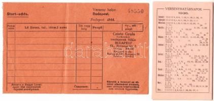 1944 Kitöltetlen bukméker-szelvény + kísérőlap (Czinte Gyula bookmaker)