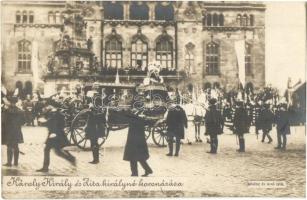 1916 Budapest IV. Károly király és Zita királyné koronázása - 9 db régi képeslap / 9 pre-1945 postca...