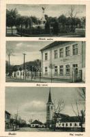 Deáki, Diakovice; Hősök szobra, Református iskola és templom / Heroes monument, school, church