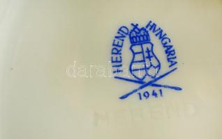 Herendi virág mintás szószostál, kézzel festett, jelzett (koronás), hibátlan, h:22,5 cm 7×16 cm