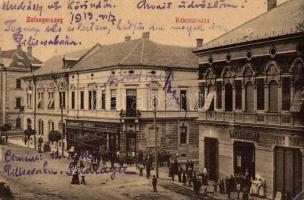 1913 Zalaegerszeg, Rákóczi utca, Latzer Béla, Havas Kristóf és Vidor Lipót üzlete. Ifj. Horváth Jenő kiadása (EK)