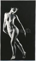 cca 1970 Éjszakai látomás, 3 db szolidan erotikus vintage fotó, 23x13 cm / 3 erotic photos, 23x13 cm