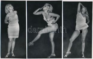 cca 1968 Kis kaland a csipkés kombinéban, 8 db szolidan erotikus vintage fotó, 18x8,5 cm és 18x11 cm között / 8 erotic photos