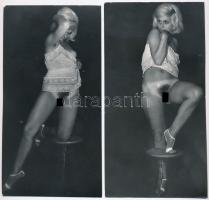 cca 1968 Kis kaland a csipkés kombinéban, 8 db szolidan erotikus vintage fotó, 18x8,5 cm és 18x11 cm...