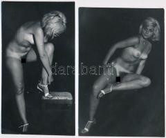 cca 1968 Kis kaland a csipkés kombinéban, 8 db szolidan erotikus vintage fotó, 18x8,5 cm és 18x11 cm...