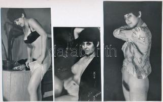 cca 1969 Házibulis fényképek a lányokról, szolidan erotikus felvételek, 10 db vintage fotó, 7x11,5 cm és 16,5x11,5 cm között / 10 erotic photos