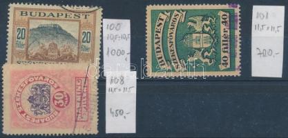 250 db okmánybélyeg főleg Budapest Székesfőváros forgalmi adó bélyegek, rengeteg fogazat változattal...
