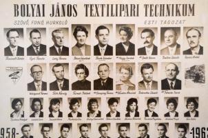 1958-1965 Bolyai János Textilipari Technikum három iskolai tablóképe, 18x24 cm és 24x30 cm