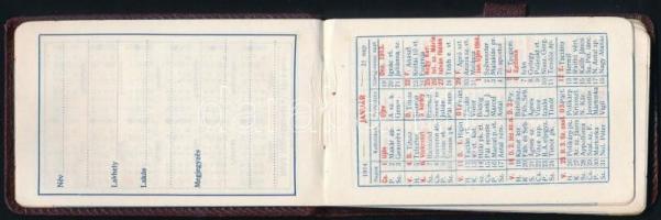 1914 Kecskemét Kerekes Sándor Beretvás szálloda és kávéház feliratozott bőr borítású tárcanaptár