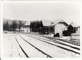 Tátralomnic vasútállomás 1900 körül, későbbi nagyítás, 13x18 cm