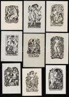 Drahos István (1895-1968): Erotikus ex librisek 26 db. Fametszet, papír, jelzett a dúcon, 6x4-12×6 c...