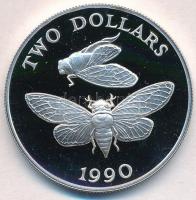 Bermuda 1989. 2$ Ag Kabóca T:PP Bermuda 1989. 2 Dollars Ag Cicada C:PP Krause KM#64