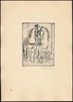 Reich Károly (1922-1988): Cirkuszi artista lány. Rézkarc,papír, jelzett, 12×9 cm