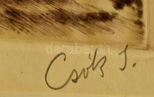 Csók István (1865-1961) - Prihoda István (1891-1956): Züzü az ablakban. Színezett rézkarc, papír, je...