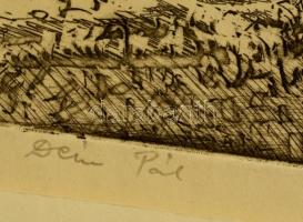 Deim Pál (1932- ): Táj. Rézkarc, papír, jelzett, 19×25 cm