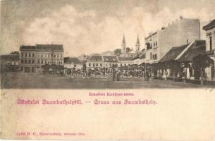 Szombathely, Erzsébet királyné utca, gyógyszertár, piac. Apfel H. C. (r)