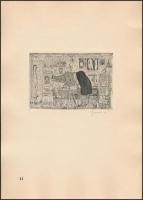 Gross Arnold (1929-2015): Ex libris Vámos. Rézkarc, papír, jelzett, 8,5×12 cm