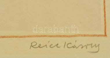 Reich Károly (1922-1988): Cím nélkül. szitanyomat-színes ceruza, EA XIII/XV, papír, jelzett, 27×40 c...