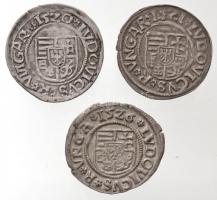 1520K-A Denár Ag (0,55g) + 1521K-A Denár Ag (0,5g) + 1526K-A Denár Ag "II. Lajos" (0,52g) ...