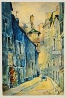 Köves jelzéssel: Rue de lHôtel-de-Ville, papír, akvarell, 18x27 cm.
