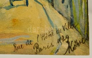 Köves jelzéssel: Rue de l'Hôtel-de-Ville, papír, akvarell, 18x27 cm