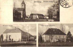 Kőröshegy, Fő utca, templom, Gróf Széchenyi kastély. Frank Lipót kiadása (EK)