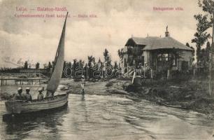 Balatonlelle, Gyermekmenhely fürdőkabinjai, Hajós villa, Steingastner villa. Wollák József kiadása (EK)