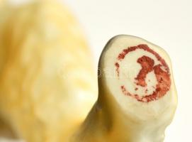 Hollóházi porcelán kutya, kézzel festett, apró lepattanással, jelzett, 20x16 cm