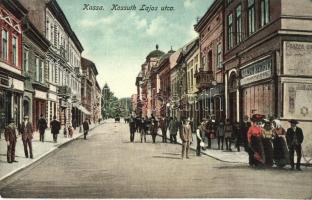 Kassa, Kosice; Kossuth Lajos utca, Heilmann Henrik üzlete / street view with shops
