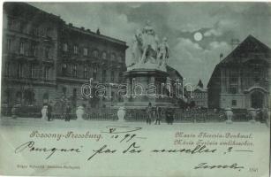 1899 Pozsony, Pressburg, Bratislava; Mária Terézia szobor, este / stetue, night (EK)