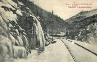 Tiszavölgy, Erdészvölgy (Máramaros); részlet vasúti sínnel a Kuzi után, télen / railway tracks in winter (Rb)