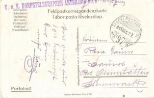 1916 Karácsony + K.u.k. Korpstelegraphen Abteilung No. 5. / WWI K.u.K. Christmas greeting  s: Kudern...