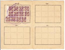 1921-1925 2 db Magyarországi Szociáldemokrata Párt tagsági igazolvány, Békécsaba, sok bélyeggel