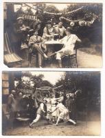 cca 1930 Mulató társaság, 2 db fotó, 9×14 cm