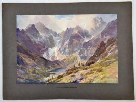Látképek a Magas-Tátrából, Edward Theodore Compton 5 db festményéről készült színes nyomat, kartonra...