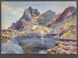 Látképek a Magas-Tátrából, Edward Theodore Compton 5 db festményéről készült színes nyomat, kartonra...