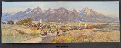 Látképek a Magas-Tátrából, Edward Theodore Compton 5 db festményéről készült színes nyomat, kartonra...