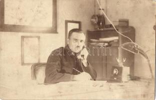 Telefonáló katonatiszt / Hungarian soldier on the telephone, photo (EK)
