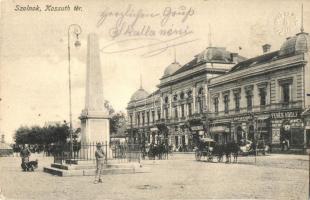 Szolnok, Kossuth tér, Fehér Adolf, Koppán György, Komáromi József üzletei, drogéria (EK)