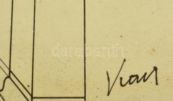 Kass jelzéssel: Szent ágoston. Tus, papír, üvegezett keretben, 24×33 cm