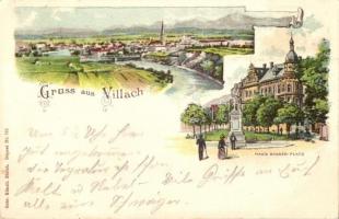 1899 Villach, Hans Gasser Platz. Gebr. Künzli Nr. 732. litho